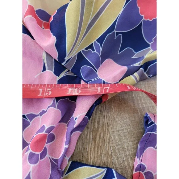 Unique Vintage 1970's Navy & Purple Floral Dress Size Medium - Picture 5 of 6